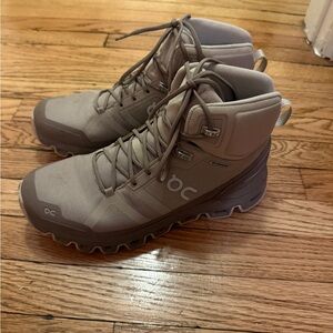 On Running Cloudrock Waterproof Mid Hiking Boots  - Taupe and Dark Brown